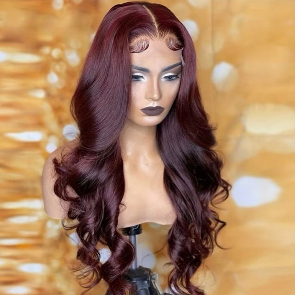 26” Loose Wave Burgundy Wig 13x4 Lace Closure